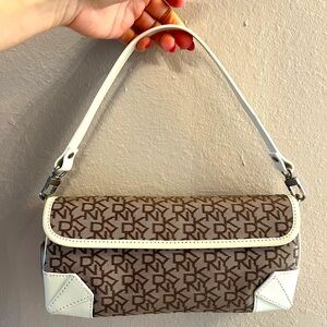 DKNY clutch/shoulder bag - fabric and leather